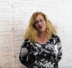 Lady standing in front of huron county map